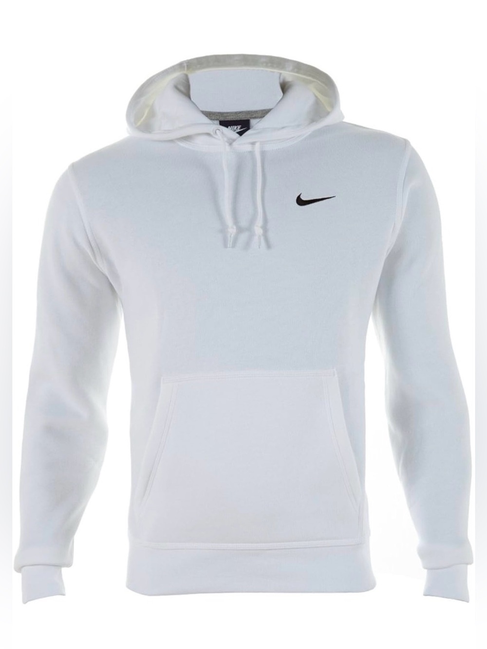 Nike Mens Club Hoodie - Swoosh White/Black 2787